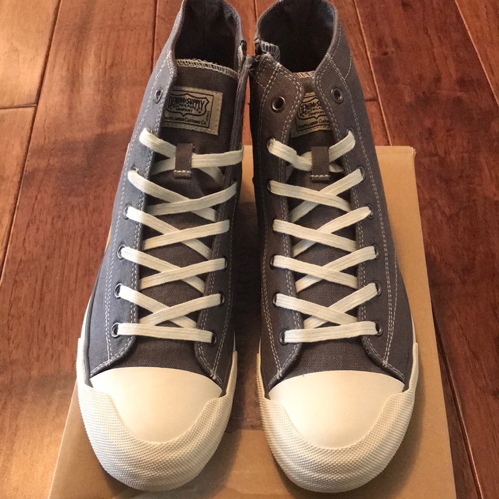 RALPH LAUREN DENIM & SUPPLY CLOUD GREY HI TOP SNEAKER NIB 9D (11M Women)